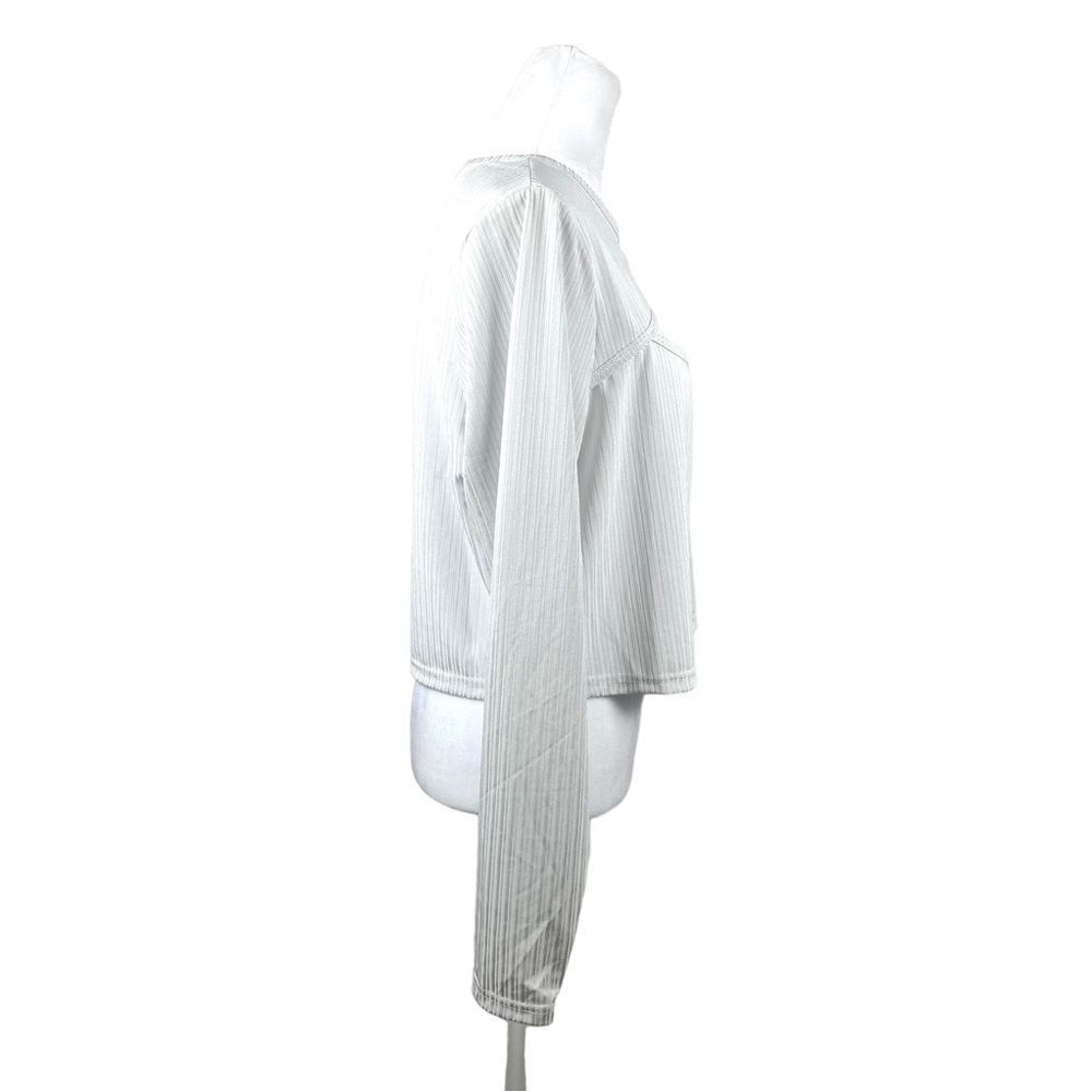 ABOUND Women’s Top Long Sleeve Ribbed Chest Cut Out Crop Grey/White 2X NWT - Picture 3 of 5